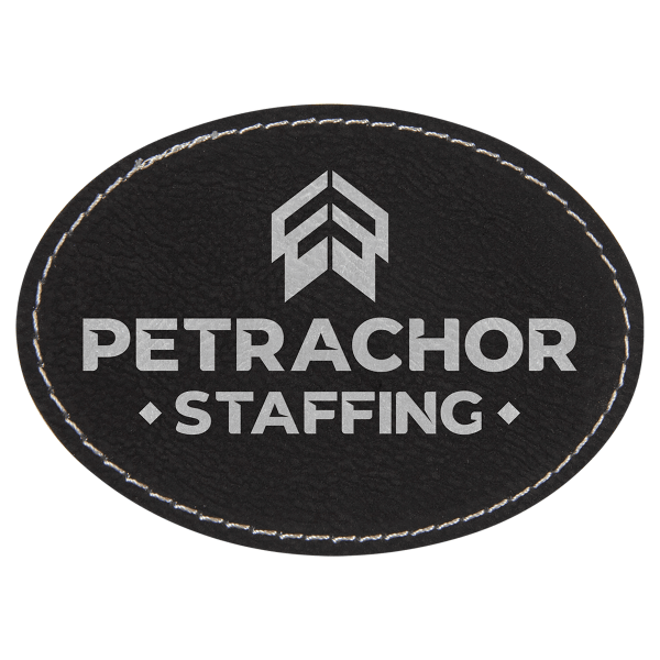 3.5" x 2.5" Black/Silver Oval Patch with Adhesive – item PTH603 image 4