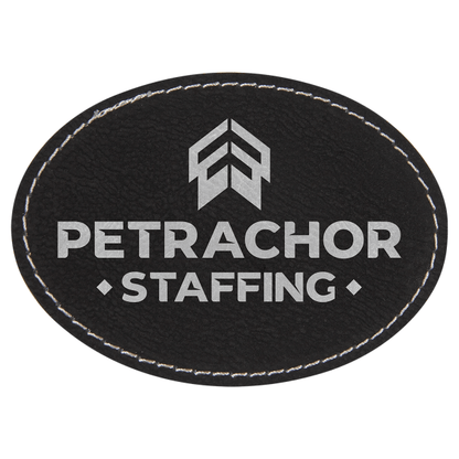 3.5" x 2.5" Black/Silver Oval Patch with Adhesive – item PTH603 image 4