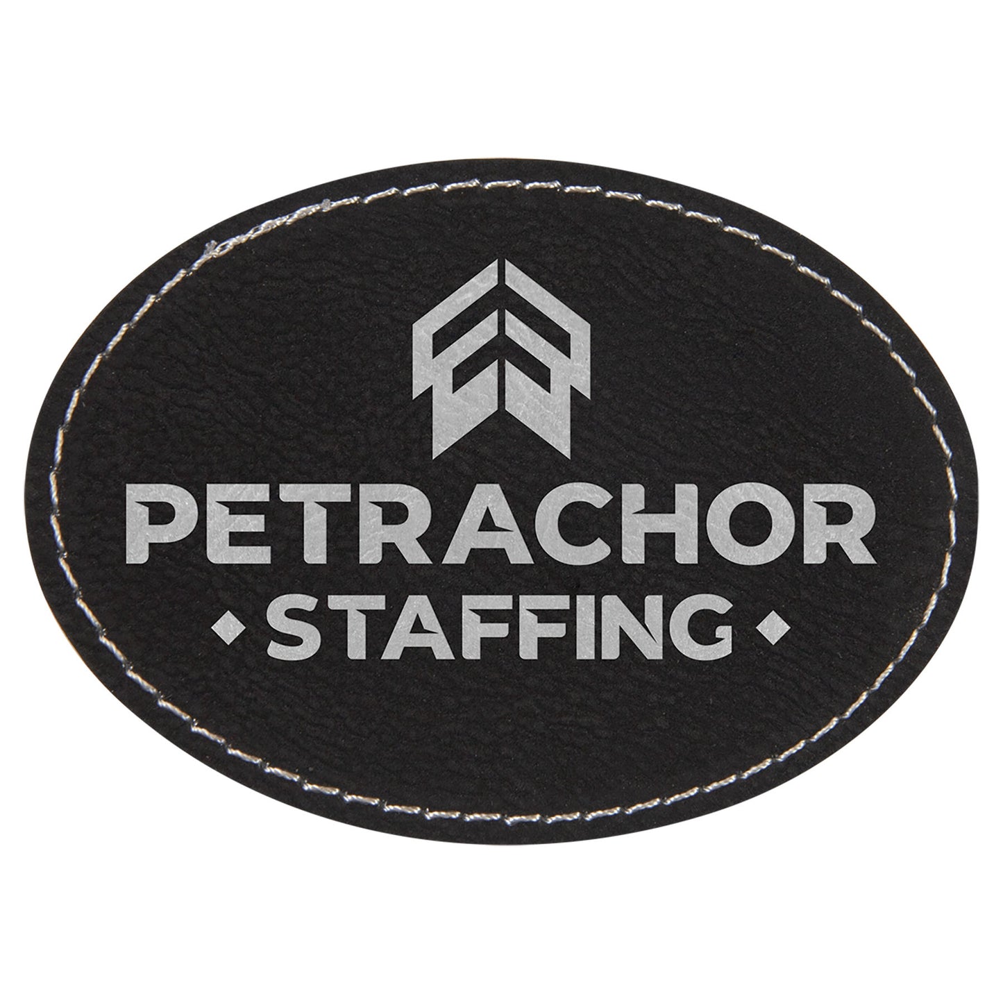 3.5" x 2.5" Black/Silver Oval Patch with Adhesive – item PTH603 image 2
