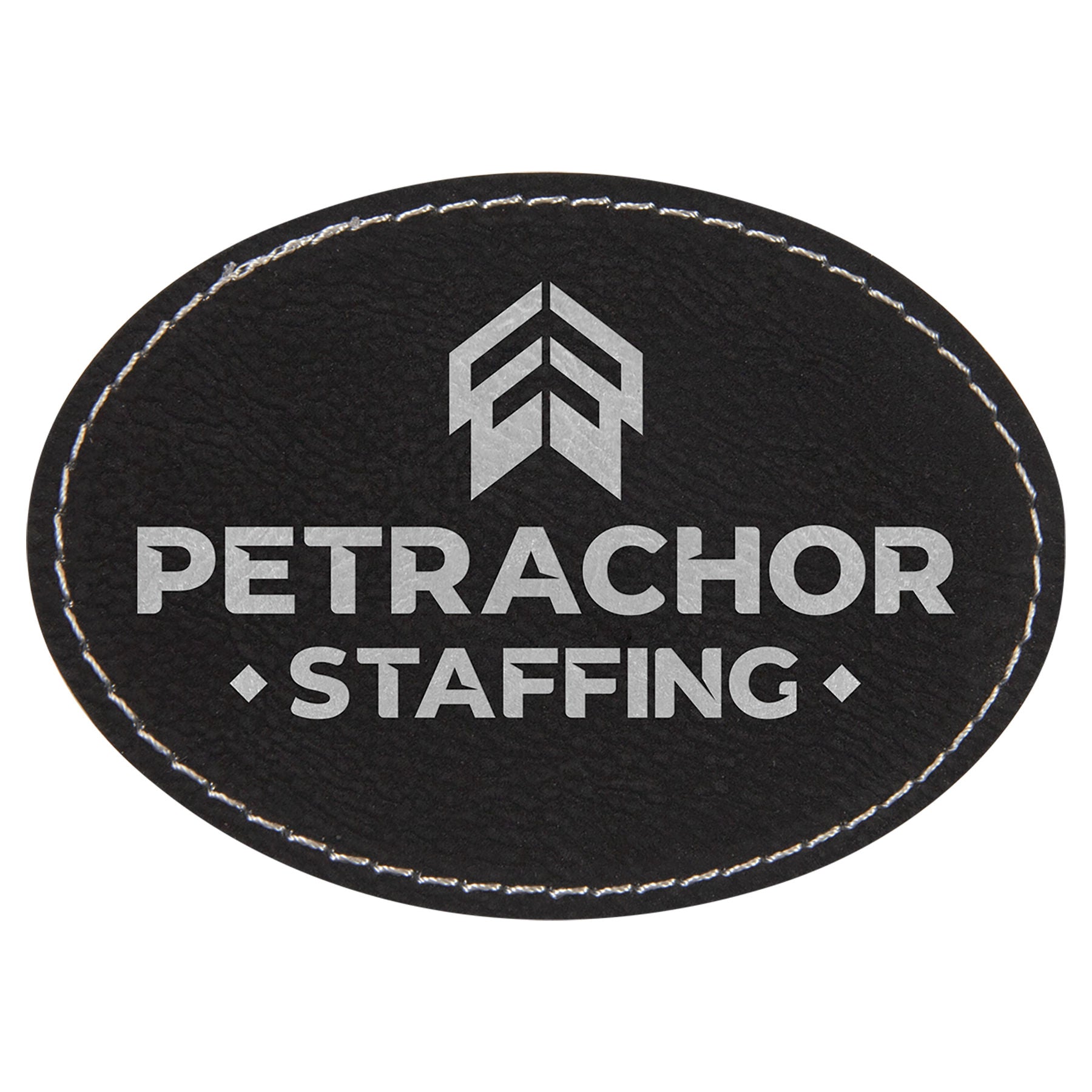 3.5" x 2.5" Black/Silver Oval Patch with Adhesive – item PTH603 image 2