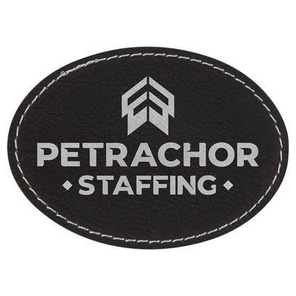 3.5" x 2.5" Black/Silver Oval Patch with Adhesive – item PTH603 image 2