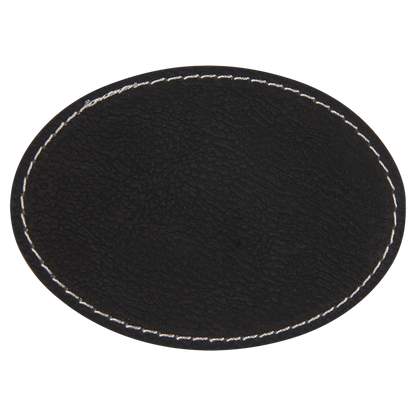 3.5" x 2.5" Black/Silver Oval Patch with Adhesive – item PTH603 image 3