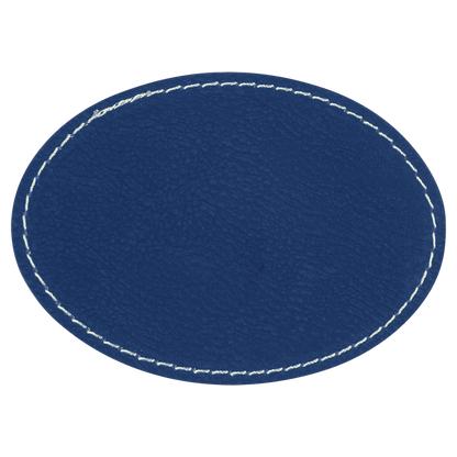 3.5" x 2.5" Blue/Silver Oval Leatherette Patch with Adhesive – item PTH609 image 2