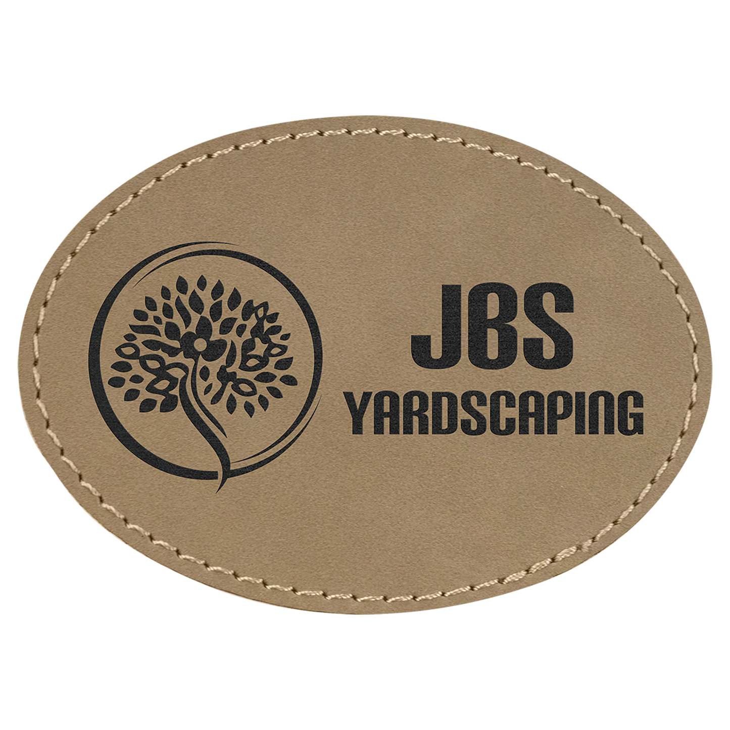 3.5" x 2.5" Light Brown Oval Leatherette Patch with Kota Pro – item PTH651