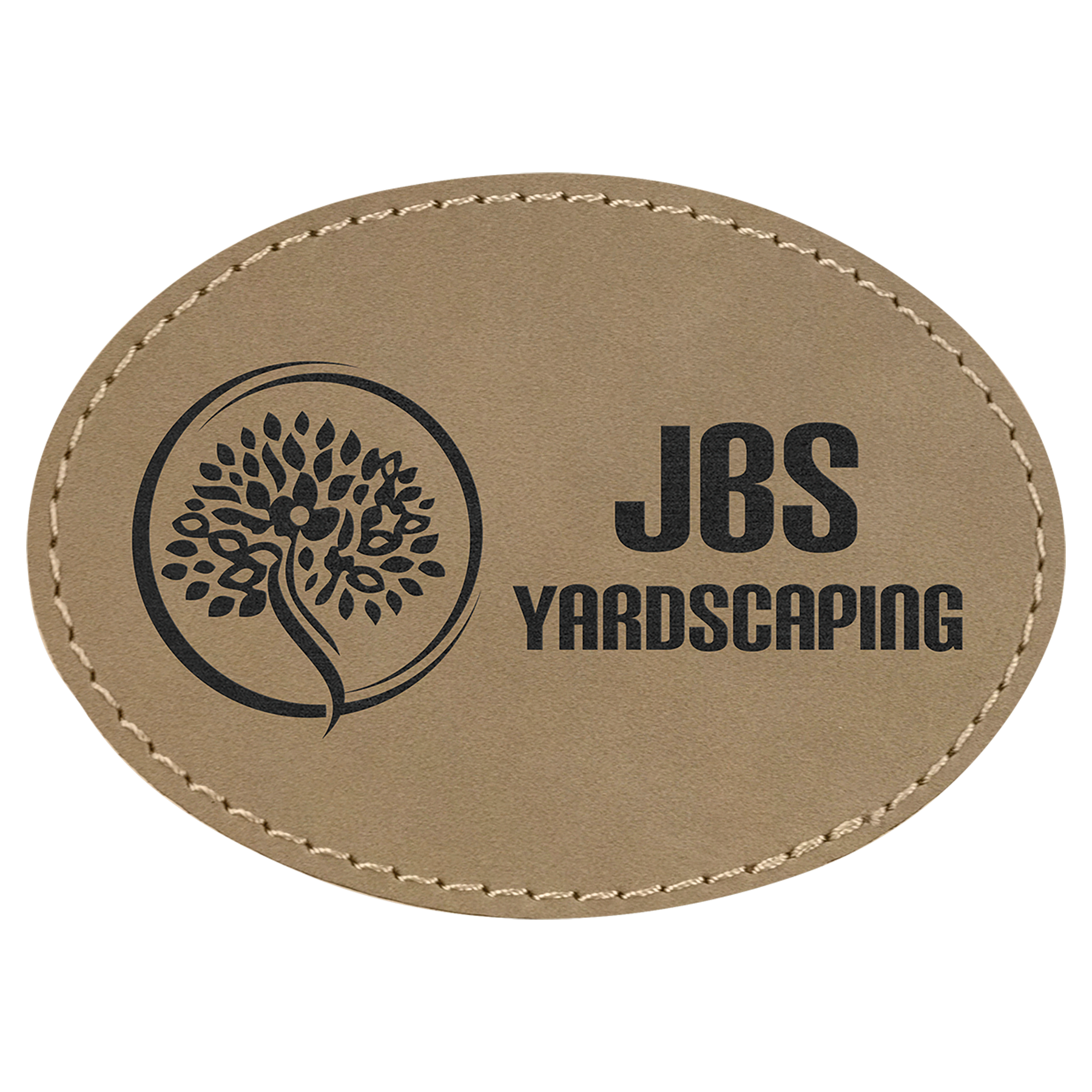 3.5" x 2.5" Light Brown Oval Leatherette Patch with Kota Pro – item PTH651