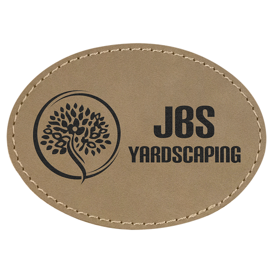 3.5" x 2.5" Light Brown Oval Leatherette Patch with Kota Pro – item PTH651