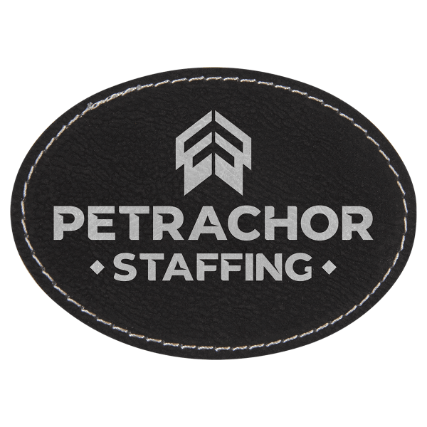 3.5" x 2.5" Black/Silver Oval Leatherette Patch with Pro – item PTH653 image 3