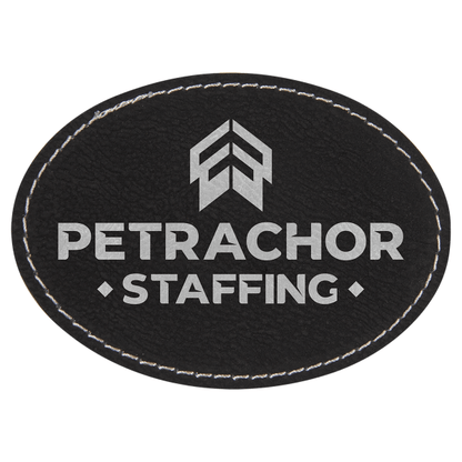 3.5" x 2.5" Black/Silver Oval Leatherette Patch with Pro – item PTH653 image 3