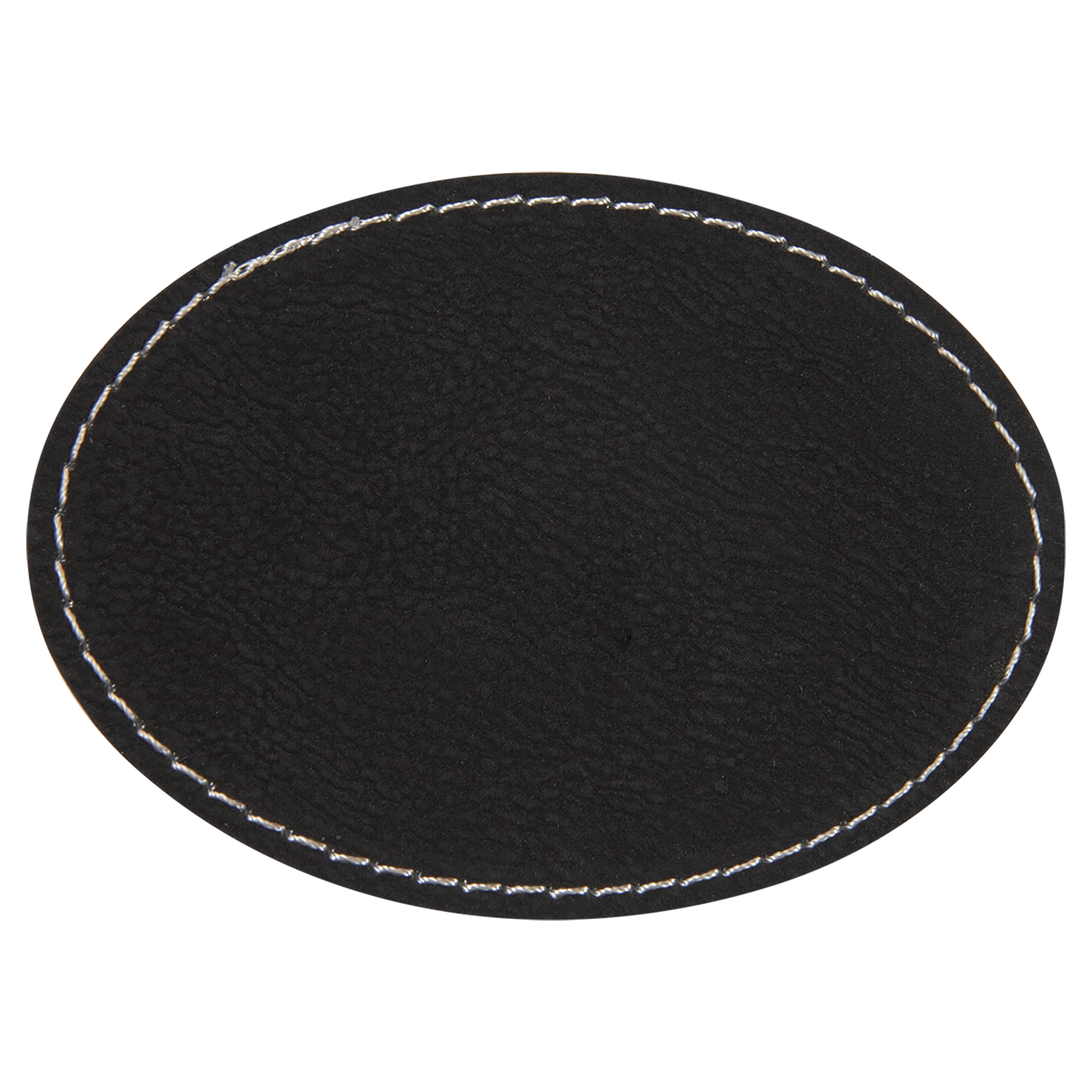 3.5" x 2.5" Black/Silver Oval Leatherette Patch with Pro – item PTH653 image 2
