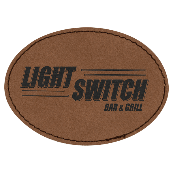 3.5" x 2.5" Dark Brown Oval Leatherette Patch with Kota Pro – item PTH655 image 3
