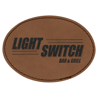 3.5" x 2.5" Dark Brown Oval Leatherette Patch with Kota Pro – item PTH655 image 3