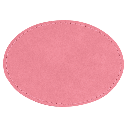 3.5" x 2.5" Pink Oval Leatherette Patch with Pro Adhesive – item PTH657 image 2