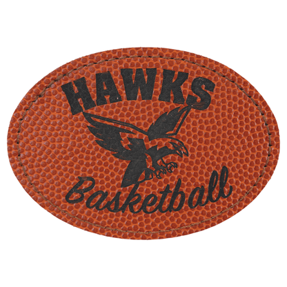 3.5" x 2.5" Basketball Oval Leatherette Patch with Kota Pro – item PTH666 image 3