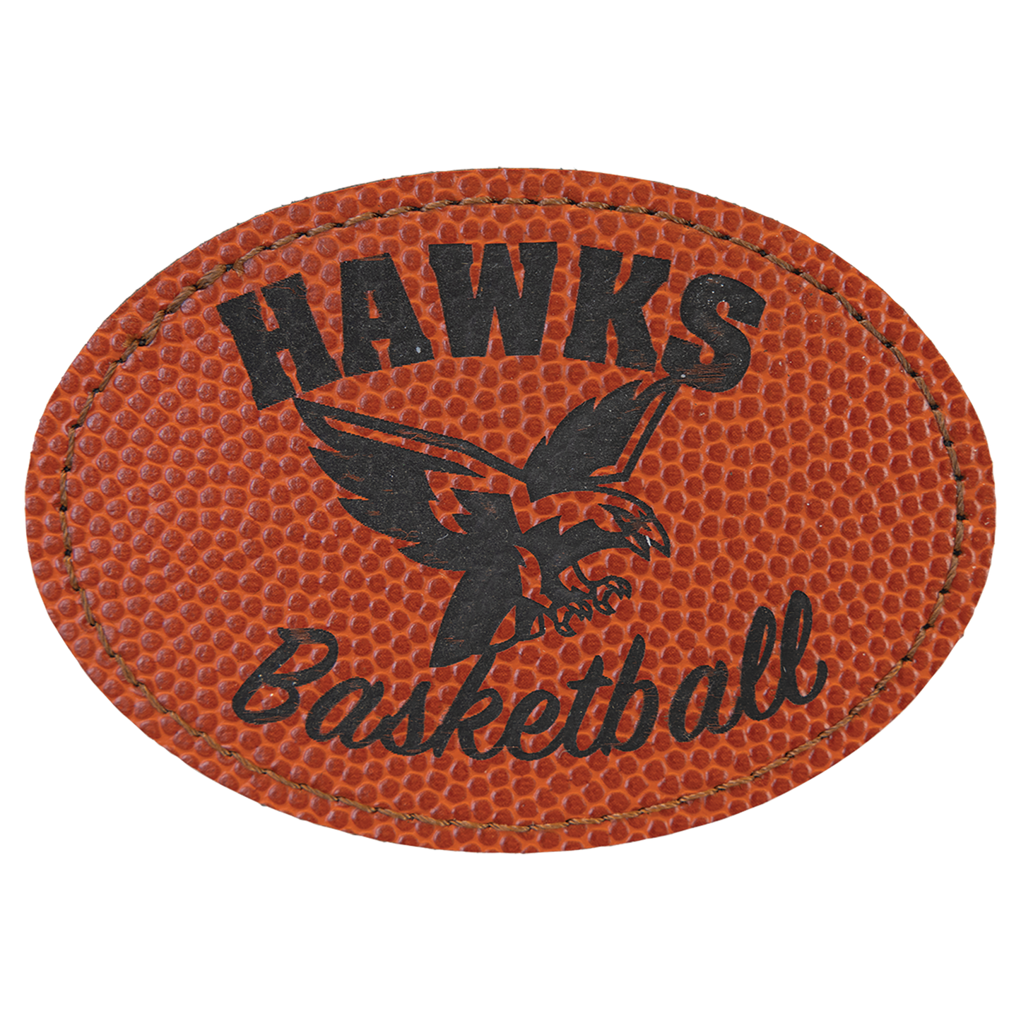 3.5" x 2.5" Basketball Oval Leatherette Patch with Kota Pro – item PTH666