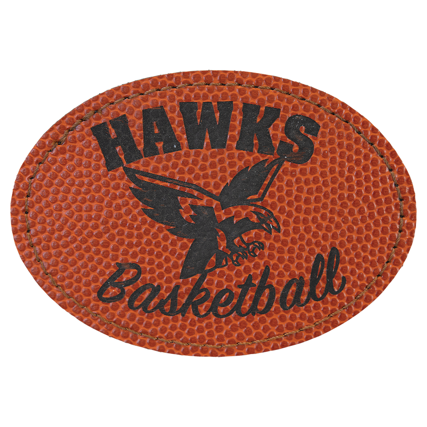 3.5" x 2.5" Basketball Oval Leatherette Patch with Kota Pro – item PTH666