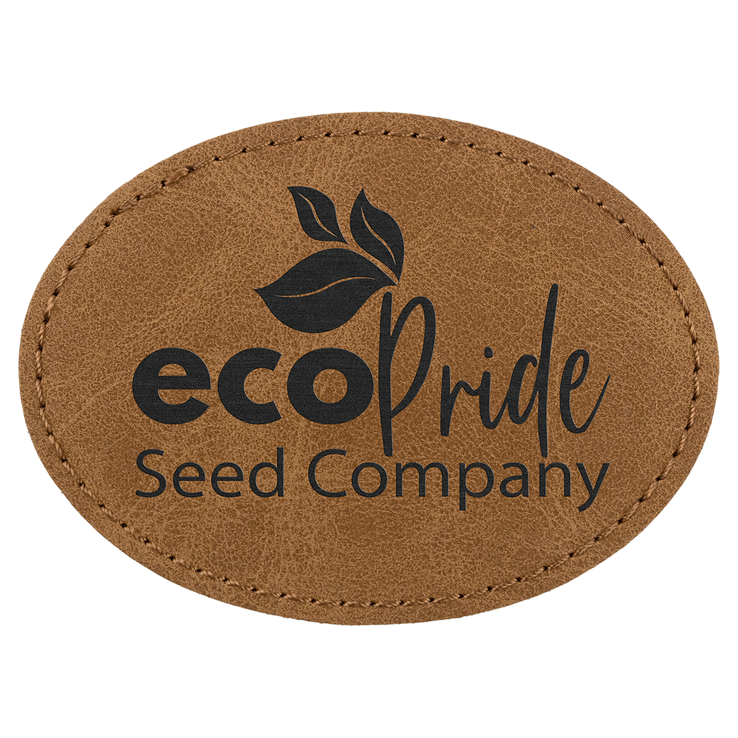 3.5" x 2.5" Medium Brown Oval Leatherette Patch Premier – item PTH668