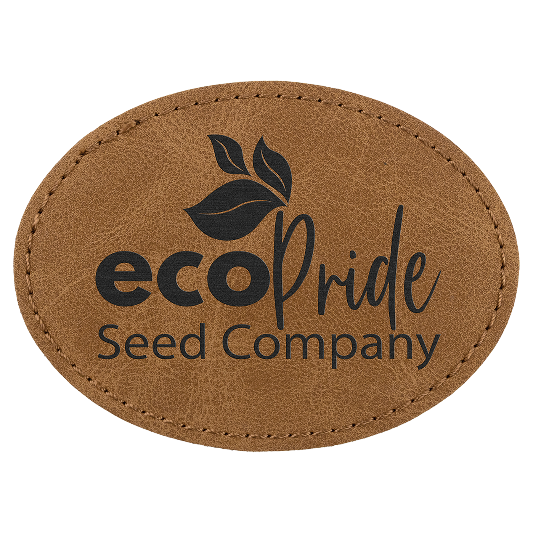 3.5" x 2.5" Medium Brown Oval Leatherette Patch Premier – item PTH668
