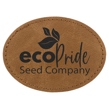3.5" x 2.5" Medium Brown Oval Leatherette Patch Premier – item PTH668
