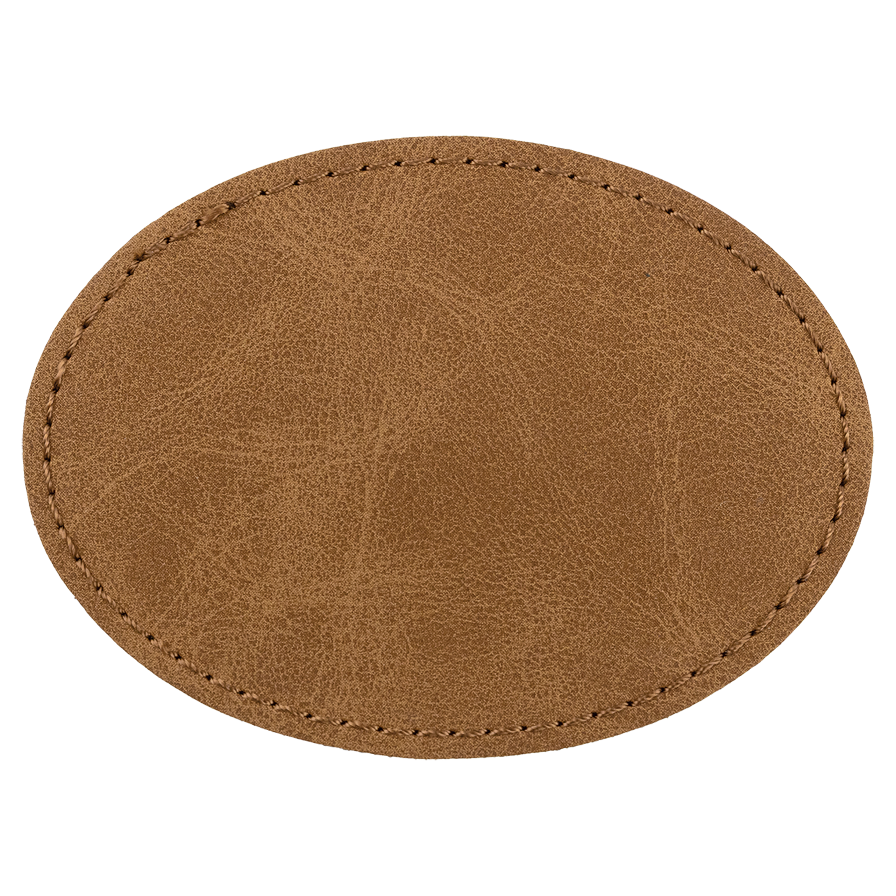 3.5" x 2.5" Medium Brown Oval Leatherette Patch Premier – item PTH668 image 3