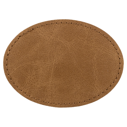 3.5" x 2.5" Medium Brown Oval Leatherette Patch Premier – item PTH668 image 3