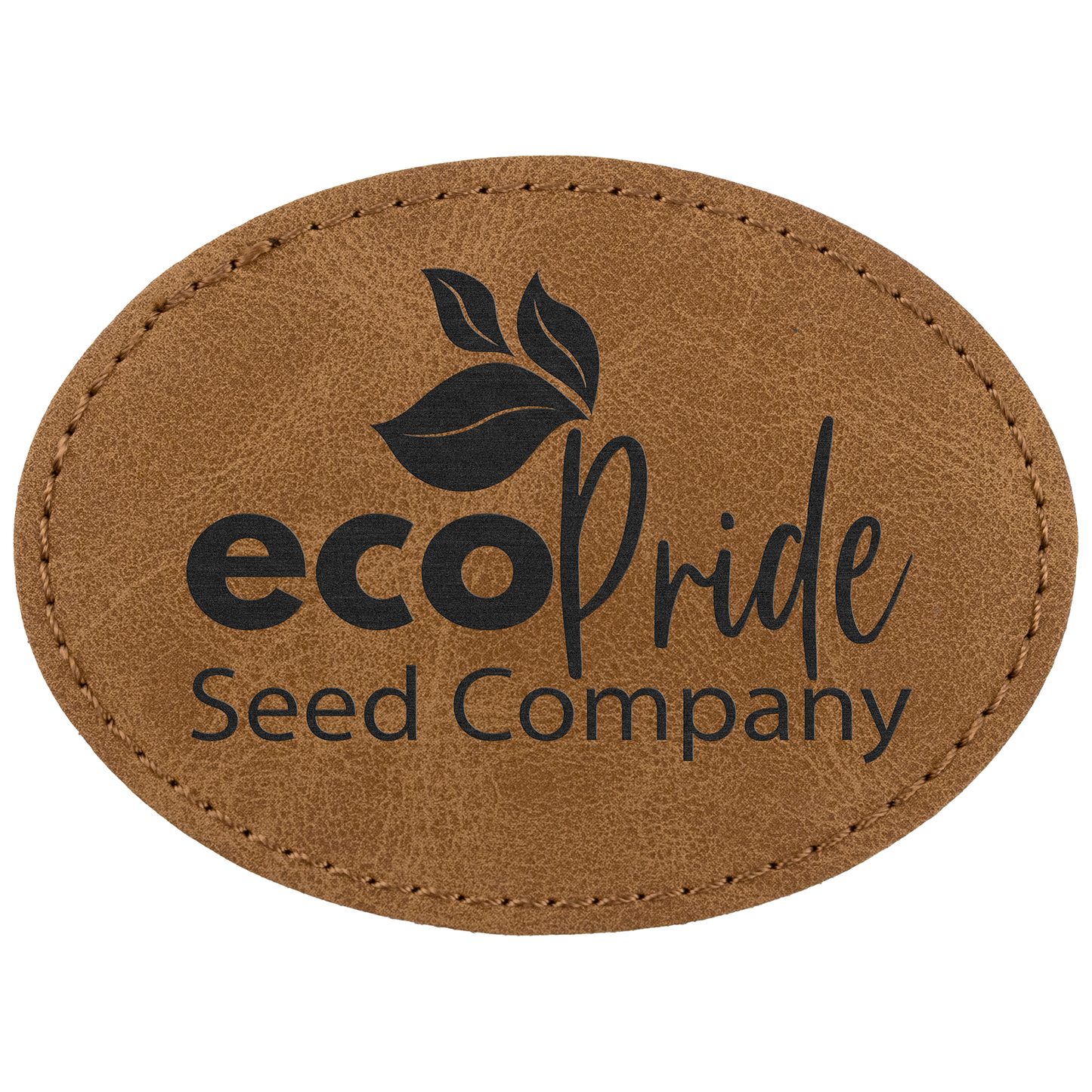 3.5" x 2.5" Medium Brown Oval Leatherette Patch Premier – item PTH668 image 2