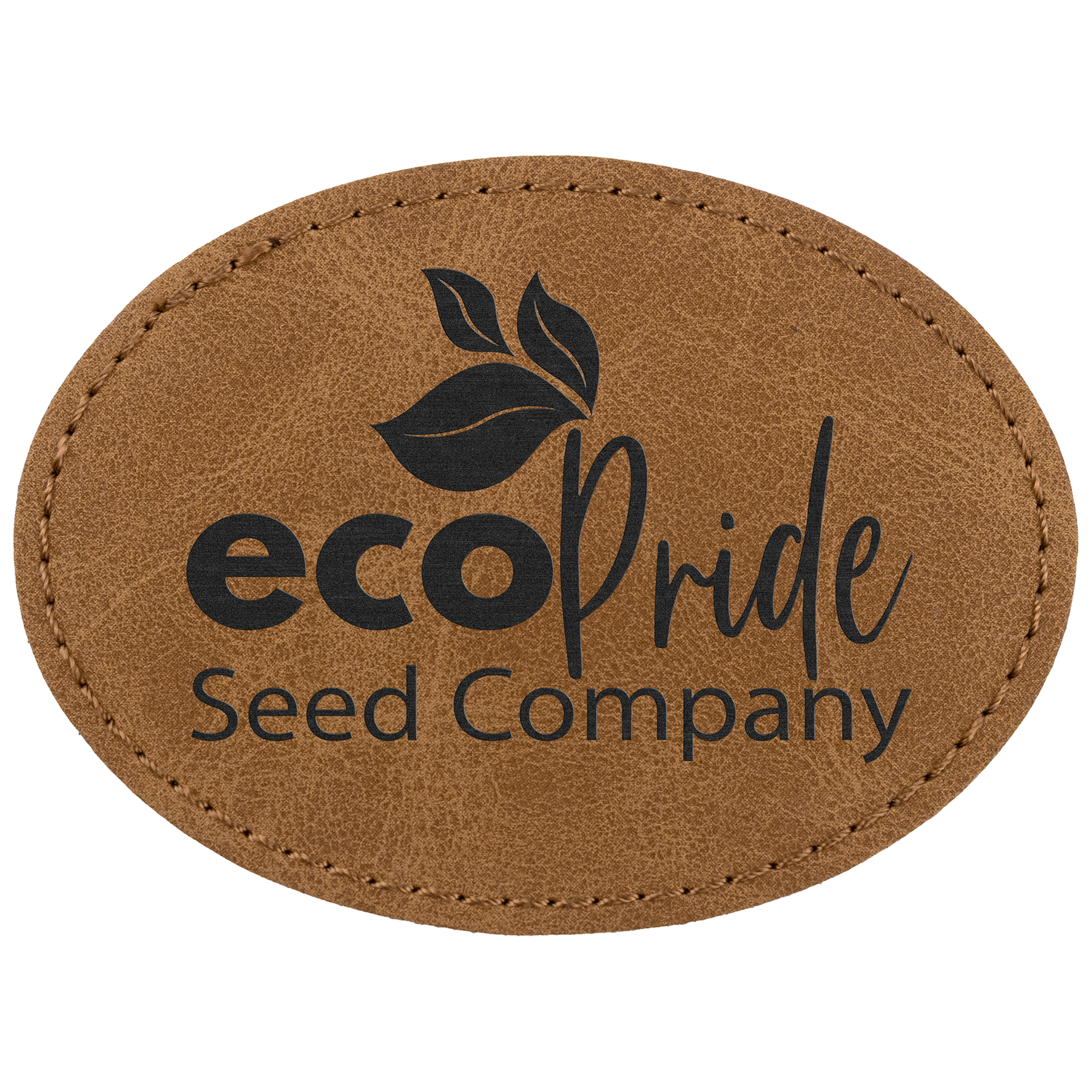 3.5" x 2.5" Medium Brown Oval Leatherette Patch Premier – item PTH668 image 2