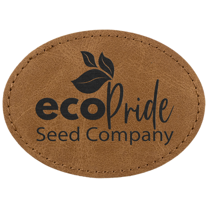 3.5" x 2.5" Medium Brown Oval Leatherette Patch Premier – item PTH668 image 2