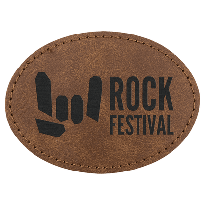 3.5" x 2.5" Dark Brown Oval Leatherette Patch Premier – item PTH669 image 4