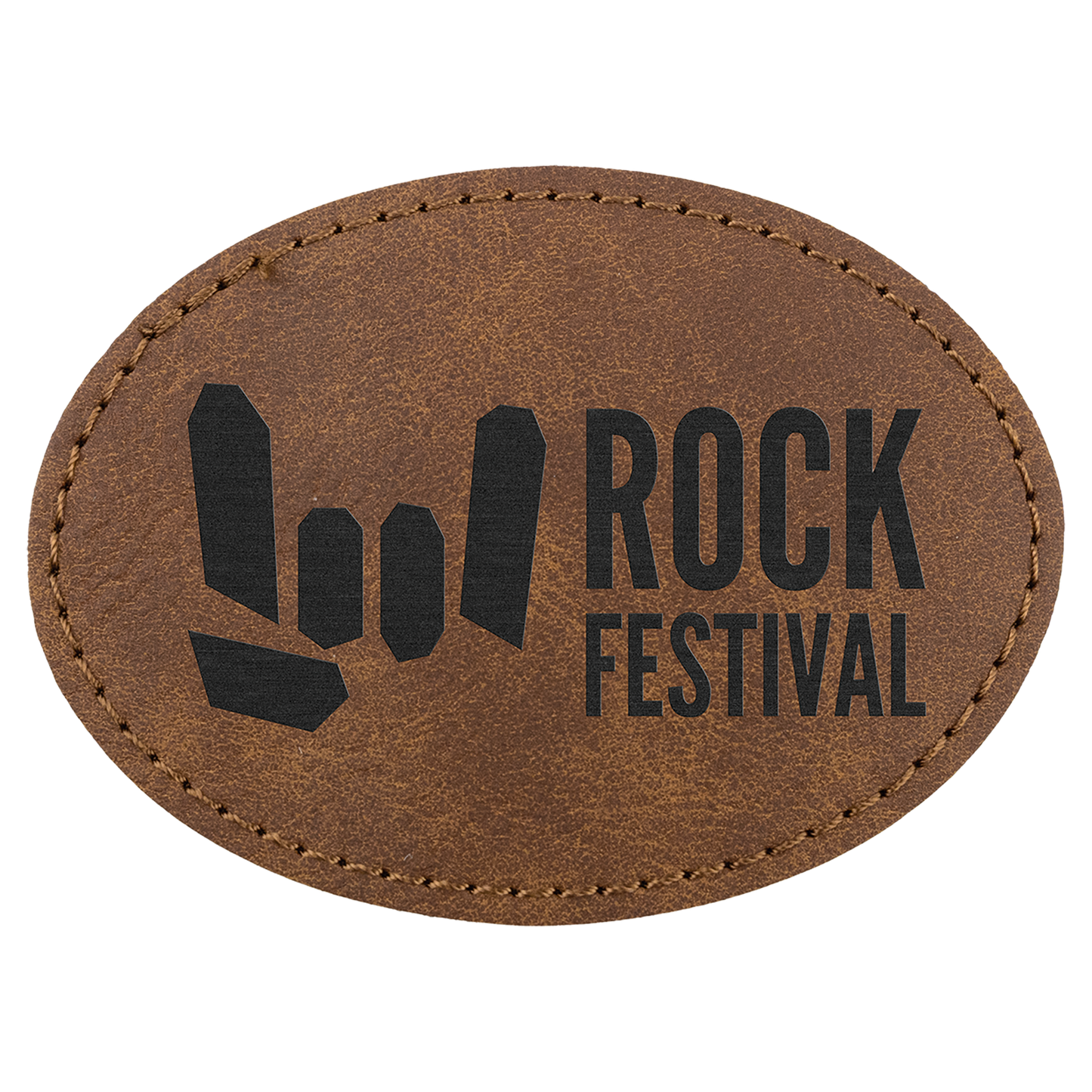 3.5" x 2.5" Dark Brown Oval Leatherette Patch Premier – item PTH669