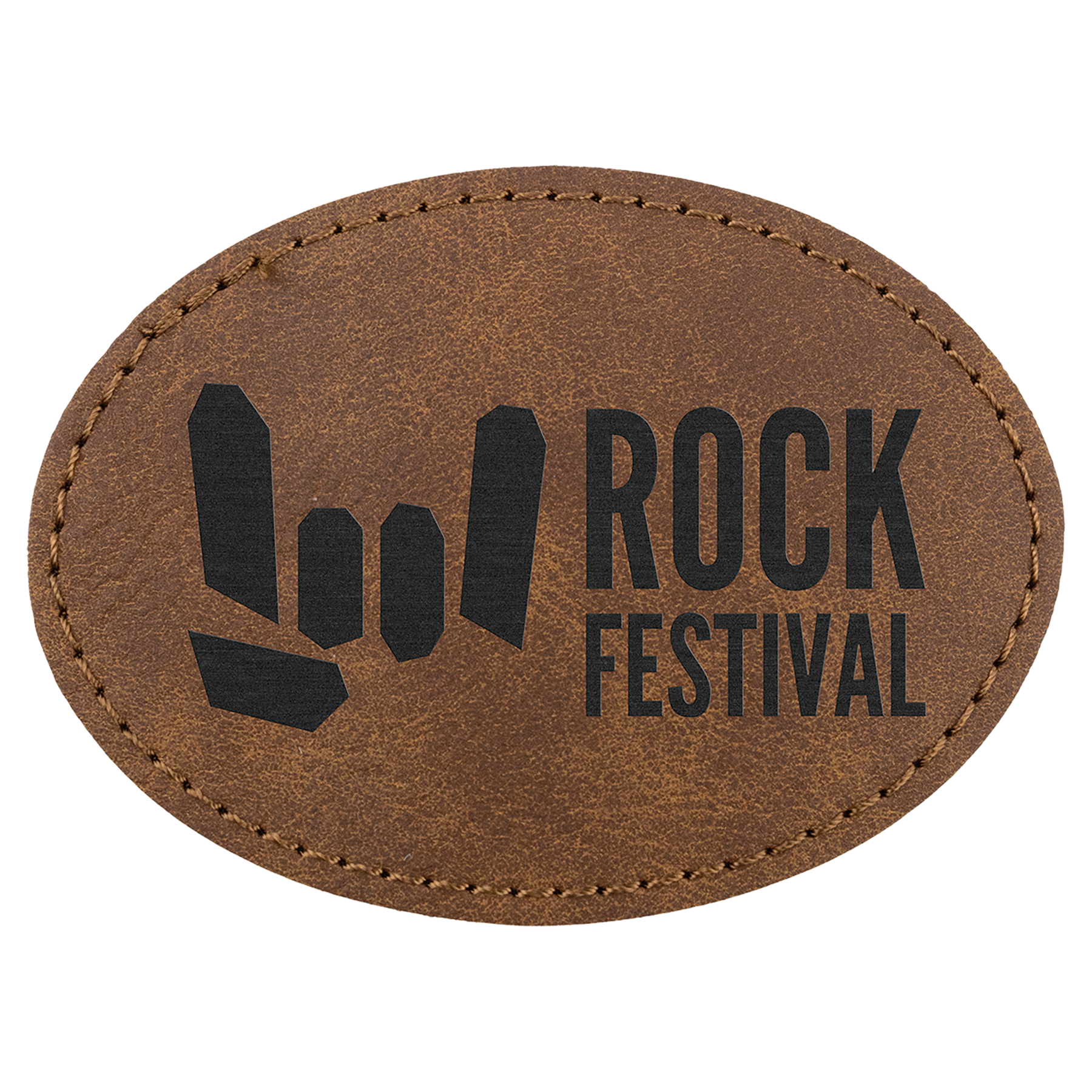 3.5" x 2.5" Dark Brown Oval Leatherette Patch Premier – item PTH669