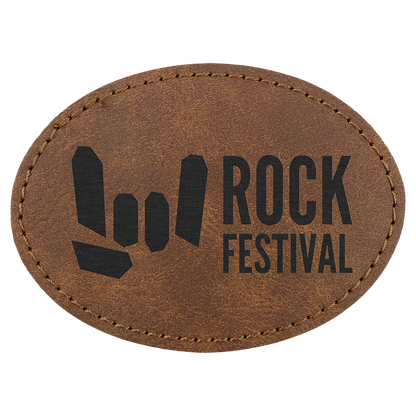 3.5" x 2.5" Dark Brown Oval Leatherette Patch Premier – item PTH669