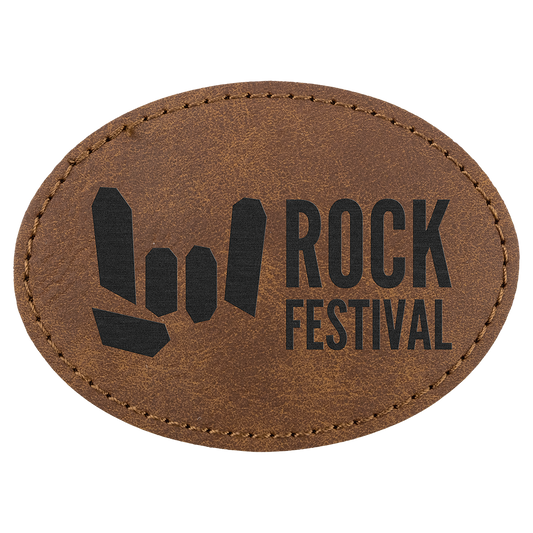 3.5" x 2.5" Dark Brown Oval Leatherette Patch Premier – item PTH669