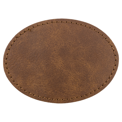 3.5" x 2.5" Dark Brown Oval Leatherette Patch Premier – item PTH669 image 3