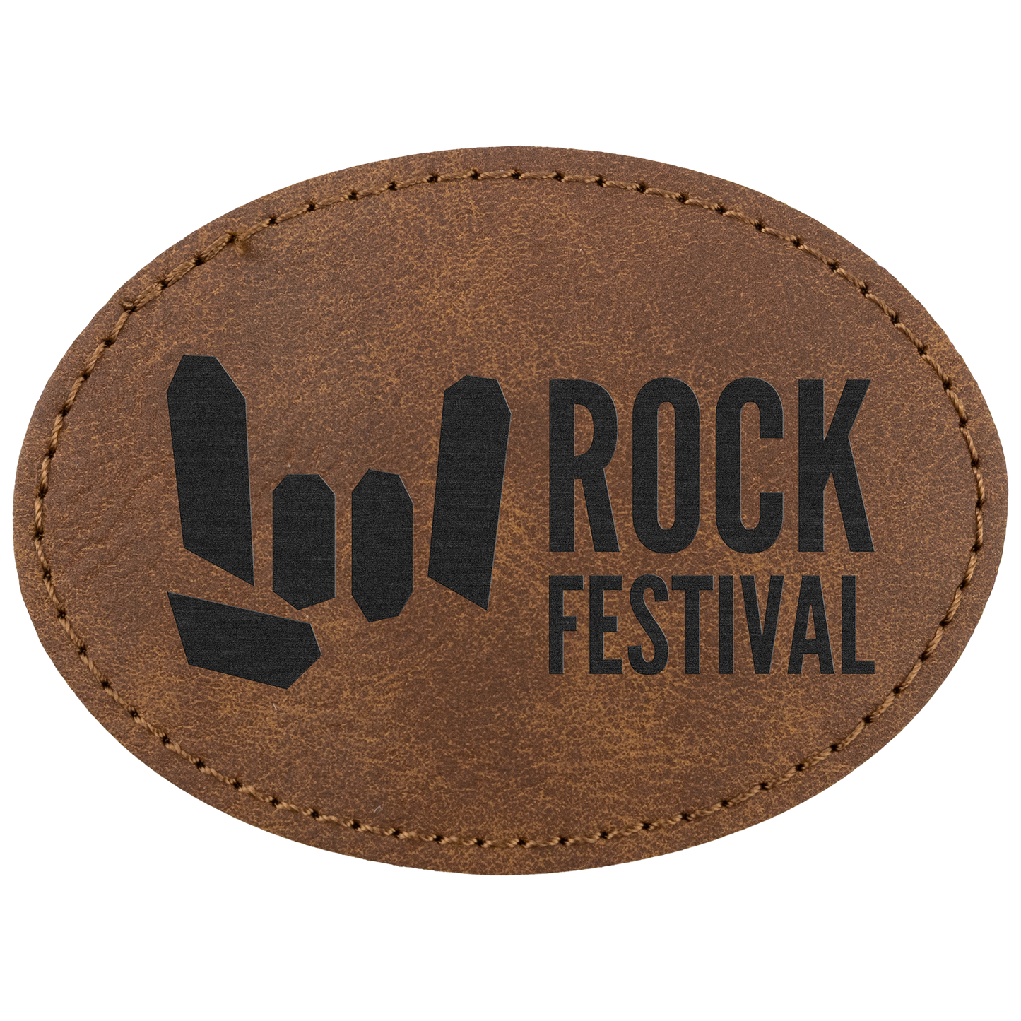 3.5" x 2.5" Dark Brown Oval Leatherette Patch Premier – item PTH669 image 2