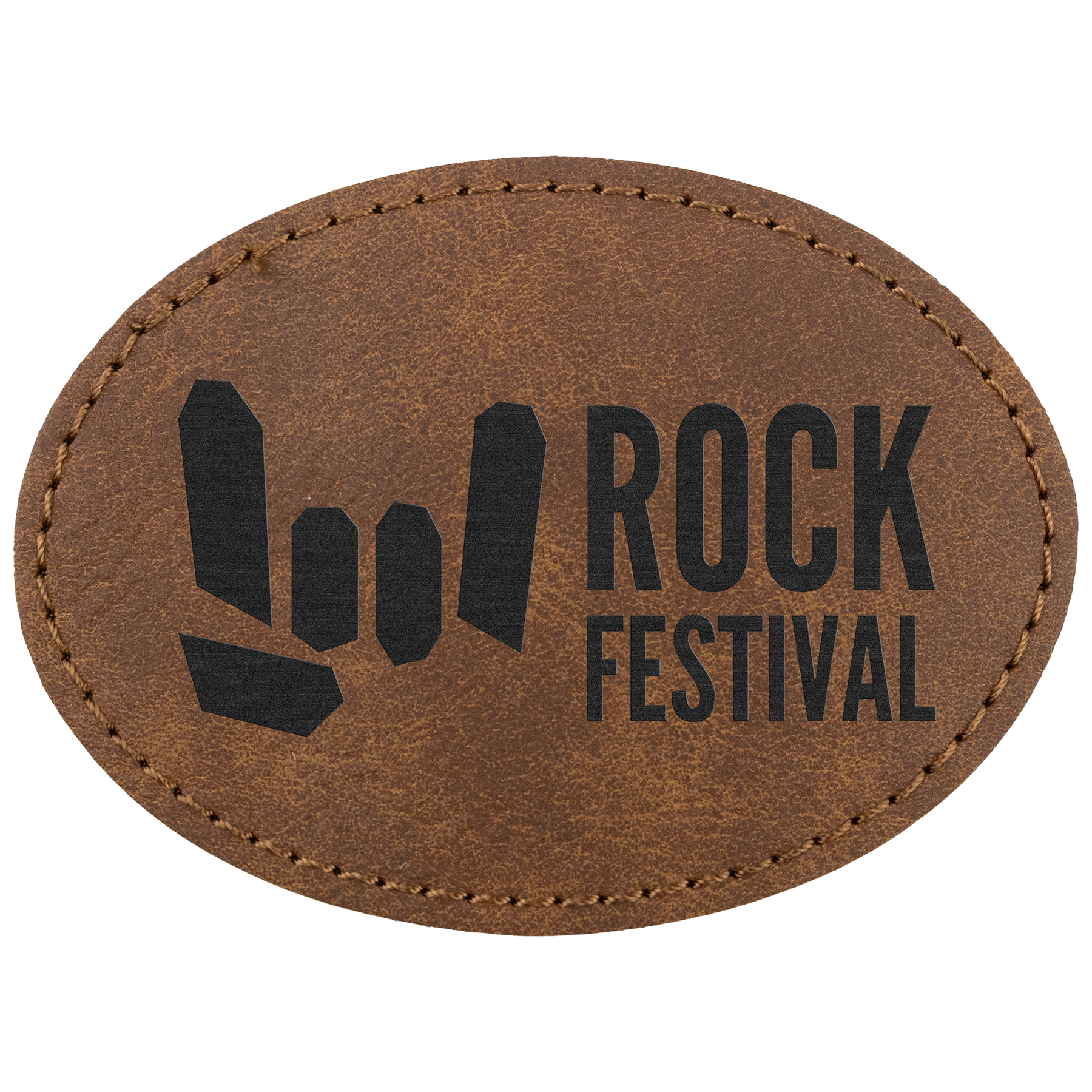 3.5" x 2.5" Dark Brown Oval Leatherette Patch Premier – item PTH669 image 2