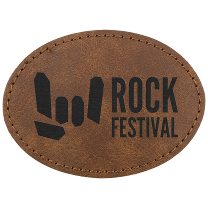 3.5" x 2.5" Dark Brown Oval Leatherette Patch Premier – item PTH669 image 2