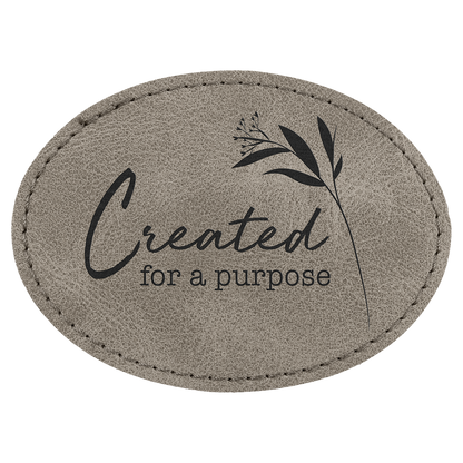 3.5" x 2.5" Gray Oval Leatherette Patch with Pro Premier – item PTH672