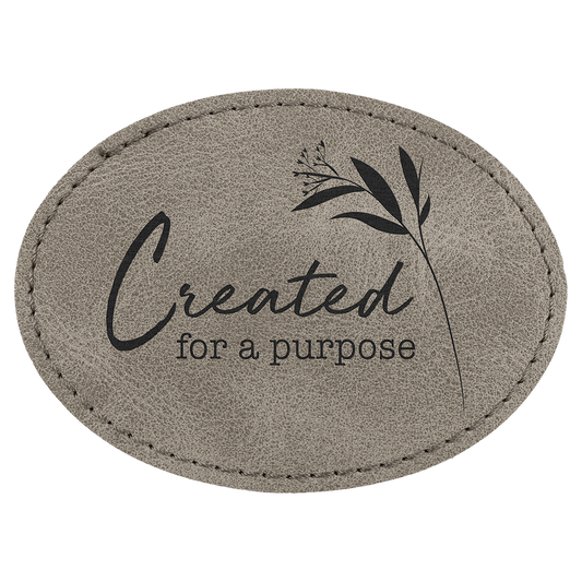 3.5" x 2.5" Gray Oval Leatherette Patch with Pro Premier – item PTH672