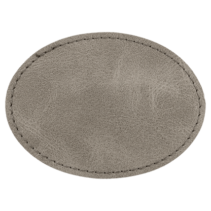 3.5" x 2.5" Gray Oval Leatherette Patch with Pro Premier – item PTH672 image 3