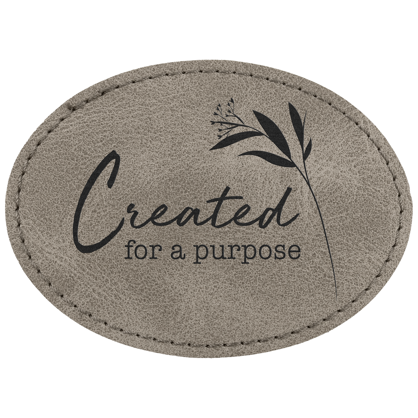 3.5" x 2.5" Gray Oval Leatherette Patch with Pro Premier – item PTH672 image 2