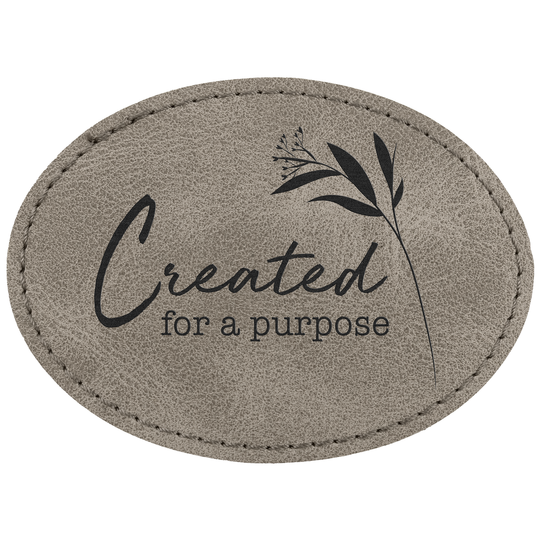 3.5" x 2.5" Gray Oval Leatherette Patch with Pro Premier – item PTH672 image 2