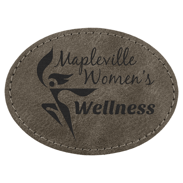 3.5" x 2.5" Dark Gray Oval Leatherette Patch Premier – item PTH673 image 4