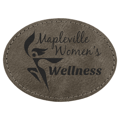 3.5" x 2.5" Dark Gray Oval Leatherette Patch Premier – item PTH673 image 4