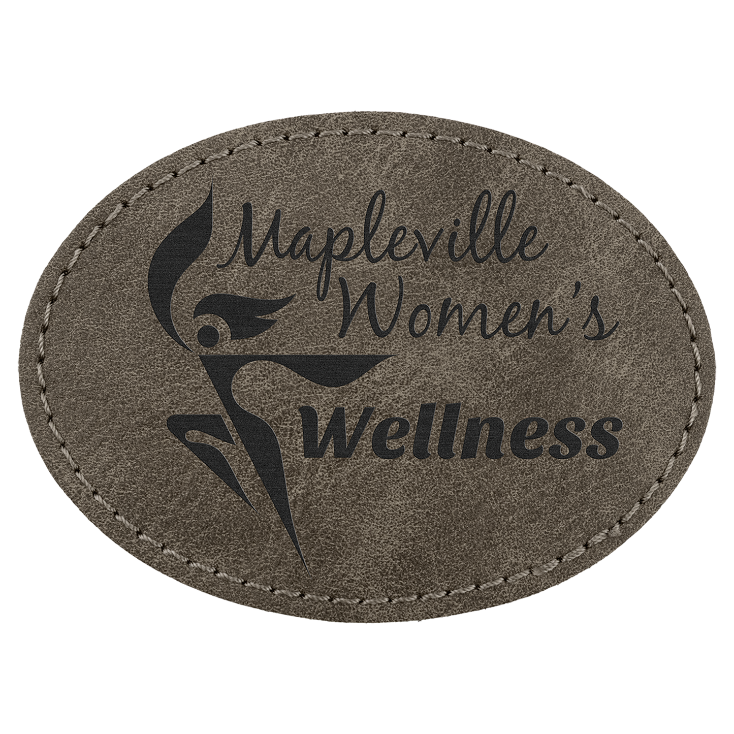 3.5" x 2.5" Dark Gray Oval Leatherette Patch Premier – item PTH673
