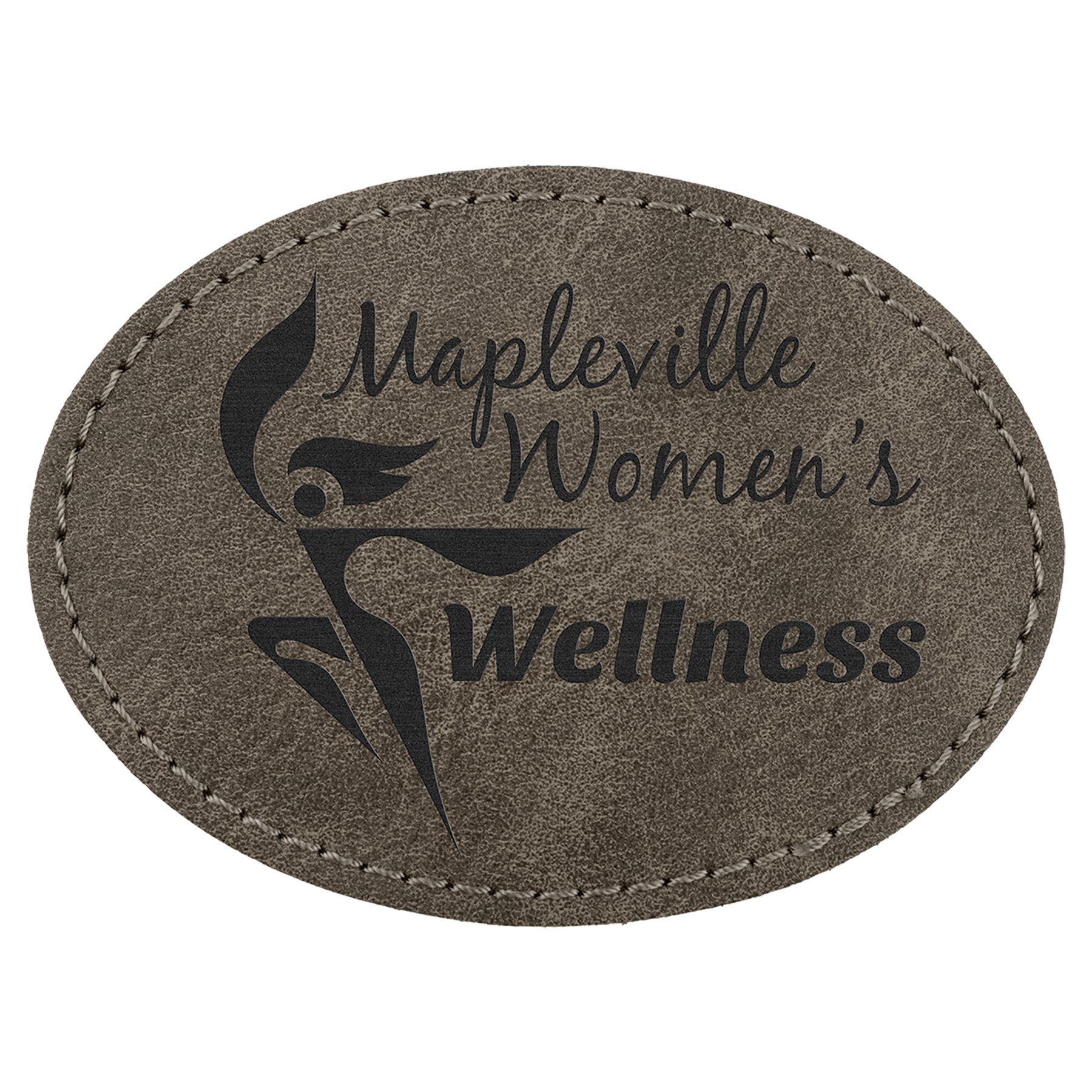 3.5" x 2.5" Dark Gray Oval Leatherette Patch Premier – item PTH673