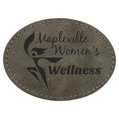 3.5" x 2.5" Dark Gray Oval Leatherette Patch Premier – item PTH673