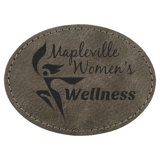 3.5" x 2.5" Dark Gray Oval Leatherette Patch Premier – item PTH673