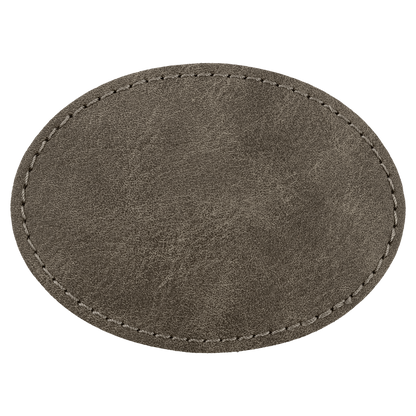 3.5" x 2.5" Dark Gray Oval Leatherette Patch Premier – item PTH673 image 3