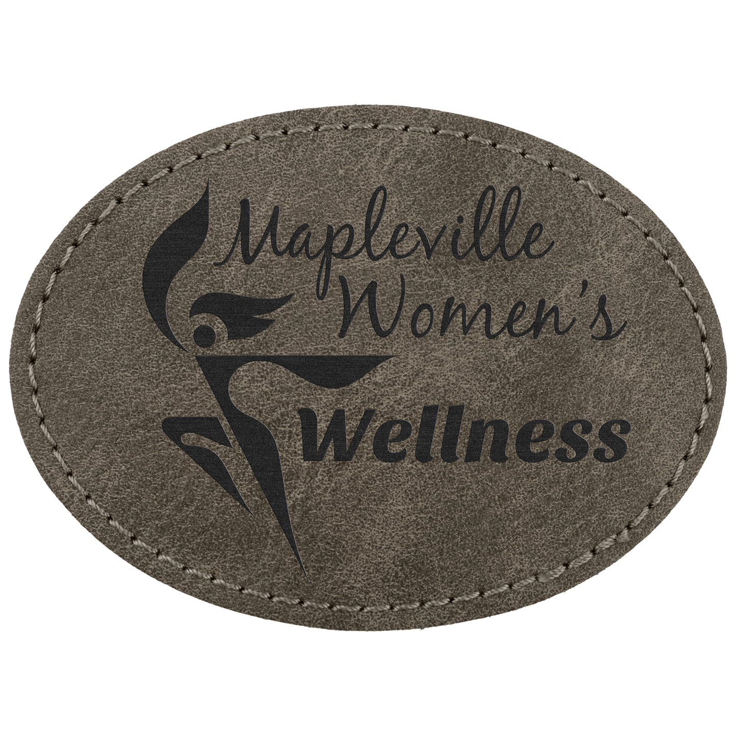 3.5" x 2.5" Dark Gray Oval Leatherette Patch Premier – item PTH673 image 2