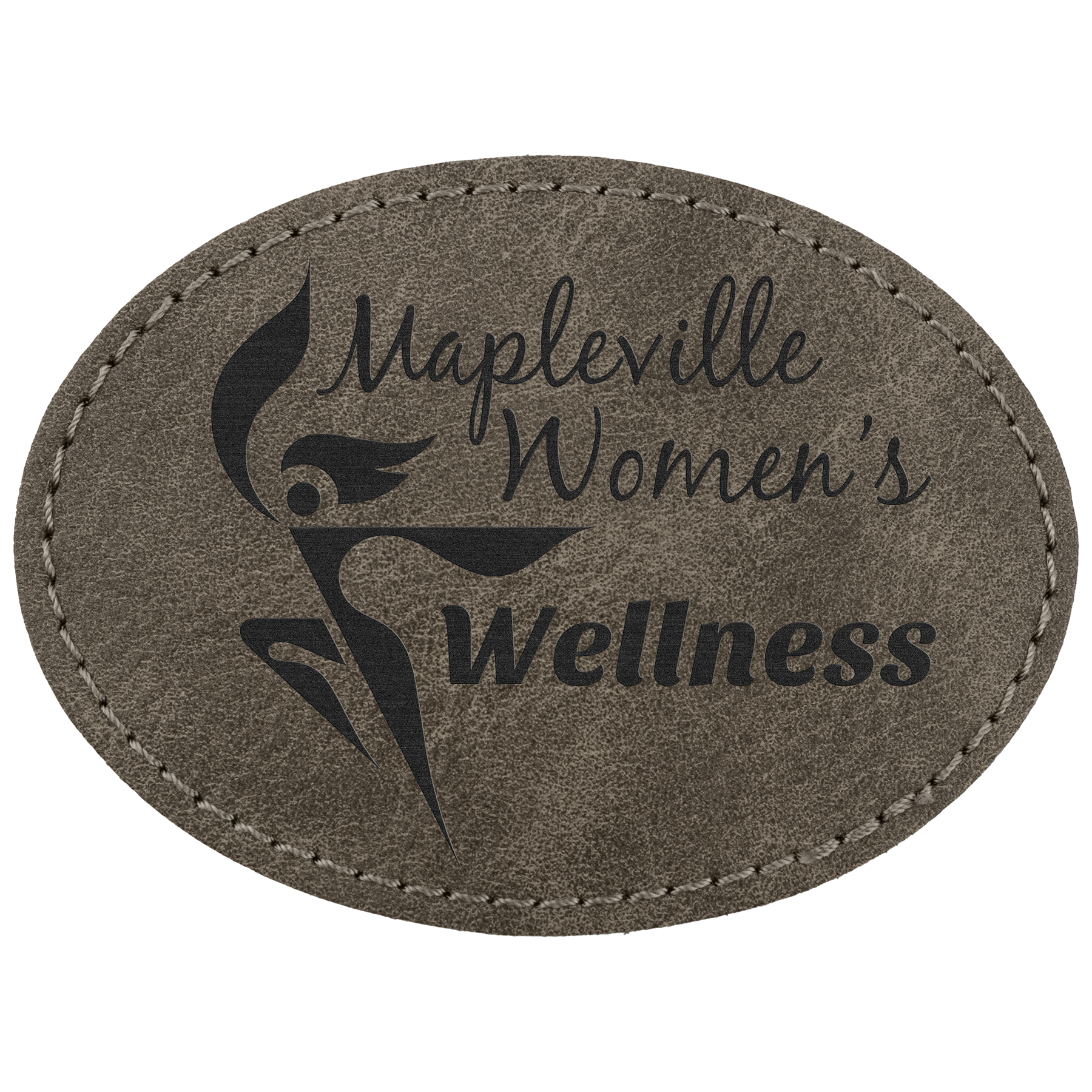 3.5" x 2.5" Dark Gray Oval Leatherette Patch Premier – item PTH673 image 2